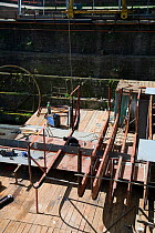 Replica of the Medway Queen, the last estuary pleasure paddle steamer in the UK, under construction in the Albion drydock. Bristol, England, April 2010. Property released.