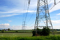 Electricity pylons crossing farmland, England, May 2010.