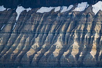 Triassic sediments, eroded into cliffs, Hinlopen Strait, Svalbard, Norway 2010