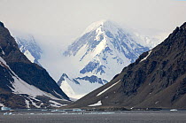Mountains, valleys and glacier along the Fallieres Coast. Marguerite Bay, Graham Land, Antarctic Peninsula, February 2009.