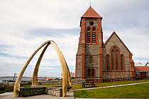 Whalebone arch in front of Christ Church Cathedral, Stanley, Falkland Islands, 2009.