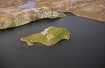 Aerial view of Whale island, Morbihan gulf, Kerguelen archipelago, Sub-antarctic, Territory of the French Southern and Antarctic Lands, December 1999