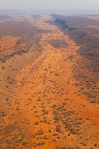 Aerial view of the trench of the Great Rift valley, Tanzania, Africa, August 2009