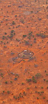 Aerial view of fenced Maasai tribe homestead, Rift Valley, Tanzania, Africa, August 2009