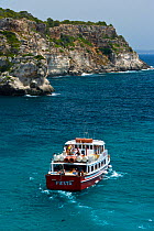 Boat trip around the coast of Menorca, Cala Macarella, Menorca, Balearic Islands, Spain, Mediterranean, July 2005