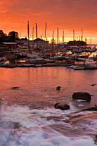 Camden Harbour at dawn, Camden, Maine, USA, October 2009