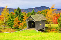 The Foster covered bridge in autumn landscape, Cabot, Vermont, USA, October 2009