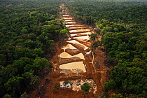 Aerial view of Alluvial Gold Mine in the rainforest, Guyana, December 2009