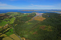 Aerial view of the Ards Forest Park with Sheephaven Bay in the background, County Donegal, Republic of Ireland, September 2009