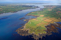 Aerial view of Ballyquintin point, Strangford Lough, County Down, Northern Ireland, UK, October 2007