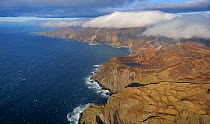 Aerial view of Carrigan Head and Slieve League, west of Kilcar and Killybegs, County Donegal, Republic of Ireland, January 2009