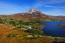 Aerial view of Mt Errigal and Dunlewy Lough, Money, Derryveagh Mountains, County Donegal, Republic of Ireland, September 2009