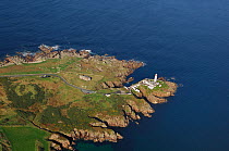 Aerial view of Fanad head and lighthouse, County Donegal, Republic of Ireland, October 2007