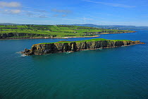 Aerial view of Isle of Muck, County Antrim, Northern Ireland, UK, September 2009