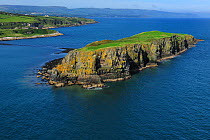 Aerial view of Isle of Muck, County Antrim, Northern Ireland, UK, September 2009