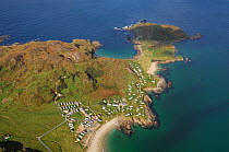 Aerial view of caravan park at Melmore Head, County Donegal, Republic of Ireland, October 2007