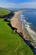 Aerial view of the Mussenden Temple and beach, Castlerock, north coast, County Antrim, Northern Ireland, UK, September 2009