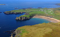 Aerial view of Ougue Port and Trabane Bay, Malin Beg, County Donegal, Republic of Ireland, September 2008