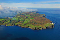 Aerial view of the East Lighthouse, Rathlin Island, County Antrim, Northern Ireland, UK, September 2009