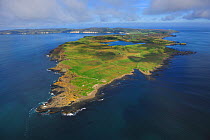 Aerial view of Rue point and the south lighthouse, Rathlin Island, County Antrim, Northern Ireland, UK, September 2009
