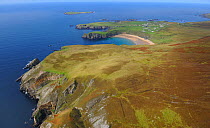 Aerial view of Rossarrell Point and Slieve League, County Donegal, Republic of Ireland, September 2008