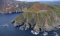 Aerial view of Slieve League and Lough O'Mulligan, County Donegal, Republic of Ireland, September 2008