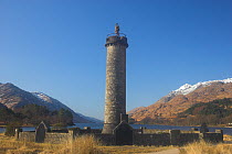 Glenfinnan and the Princes Monument to the Jacobites. Loch Shiel, Scotland, March 2010.