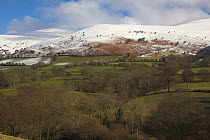 View of the Black Mountains in winter. Brecon Beacons National Park, Powys, Wales, January 2010.