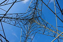View inside an electricity pylon, Ferrybridge power station. Yorkshire, England, March 2008.