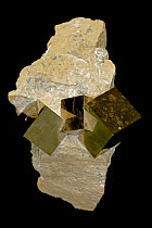 Pyrite (Iron sulphide, FeS2) known as "fool's gold".  Navajun, Spain