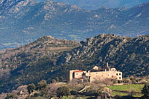 An ancient church and converted abbey, Corsica island, France. February 2010