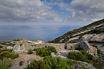 Remains of ancient monastery, Montecristo Island, Tuscany Archipelago National Park, Italy. June 2010