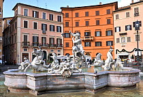 The Fountain of Neptune, Navona Square, Rome, Italy, December 2009