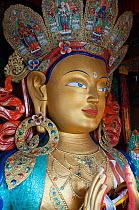 Maitreya Buddha statue in Thikse Gompa, Ladakh, India. June 2010