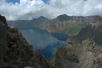 Heaven Lake on border between China and North Korea, Mount Changbai National Park, North-east China. Picture taken during filming for BBC "Wild China" TV Series, July 2006.