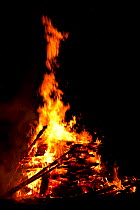 St. Martins bonfire, burning at night, Bavaria, Germany, November