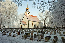 Lade church and churchyard, Trondheim, Sor-Trondelag, Norway, January 2006