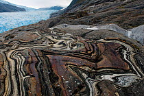 Striated rocks beside the Engabreen glacier, Svartisen ice cap, Saltfjellet-Svartisen National Park, Meloy, Nordland, Norway, September 2006