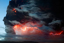 Lightning effects  in the ash plume from the Eyjafjallajokull volcano eruption, Iceland, May 2010