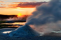 Hot springs and fumarole, dawn, Hveravellir, Iceland, May 2010