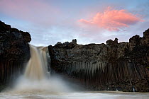 Aldeyjarfoss waterfall at sunset, Iceland, September 2010