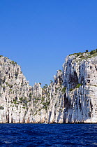 The Calanques limestone sea cliffs between Marseille and Cassis, France, May 2010.