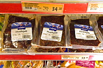 Whale meat (Hvalkjott) for sale in supermarket, Tysfjord, Norway, November 2004