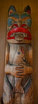 Totem Pole depicting an animal spirit of a salmon, Totem Heritage Centre, Ketchikan, Alaska, USA, September 2010