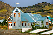 Church in the village of El Chalten, Los Glaciares National Park, Patagonia, Argentina, January 2006