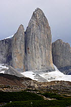 The jagged peak of La Catedral (2168 m) in the Frances valley on the W Trek, Torres del Paine National Park, Patagonia, Chile, January 2006