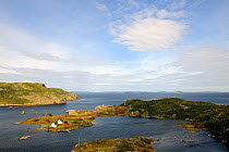 Aerial view of Burden's Point, Salvage village, east coast of Newfoundland, Canada, September 2010