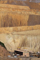 Bingham canyon mine, one of the biggest open pit copper mines in the world. The pit can be seen from space. Also mined for gold, silver and molybdenum. Utah, USA, August 2010