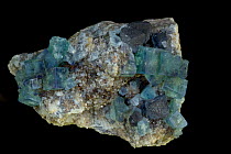 Fluorite (CaF2, Calcium fluoride) and Galena (PbS, Lead sulphide). Rogerley Mine, County Durham, England, UK