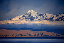 The Cordillera Real range of mountains in the Andes from Lake Titicaca, Bolivia, December 2009